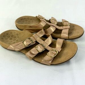 Vionic Rose Gold Miss Sandals Women’s size 9 with 3 straps and buckles